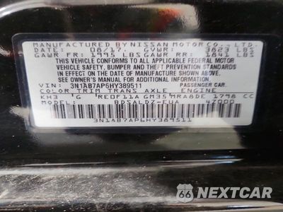 Zdjęcie 12 z 12 samochodu: 2017 NISSAN SENTRA VIN:3N1AB7AP6HY389511 - miniatura