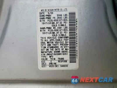 Zdjęcie 13 z 13 samochodu: 2009 NISSAN MURANO S VIN:JN8AZ18U39W019051 - miniatura