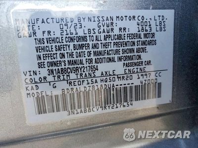 Zdjęcie 12 z 12 samochodu: 2024 NISSAN SENTRA SV VIN:3N1AB8CV9RY217654 - miniatura