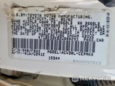 Zdjęcie 12 z 12 samochodu: 2002 TOYOTA CAMRY LE VIN:4T1BE32K82U080293 - miniatura