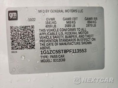 Zdjęcie 12 z 12 samochodu: 2023 CHEVROLET MALIBU LS VIN:1G1ZC5ST8PF113553 - miniatura