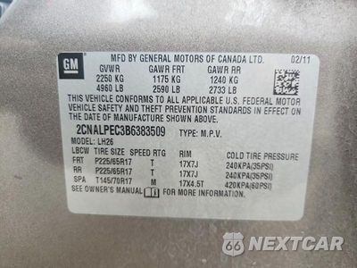 Zdjęcie 12 z 12 samochodu: 2011 CHEVROLET EQUINOX LT VIN:2CNALPEC3B6383509 - miniatura