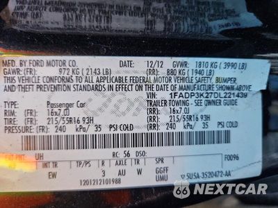 Zdjęcie 12 z 12 samochodu: 2013 FORD FOCUS SE VIN:1FADP3K27DL221439 - miniatura