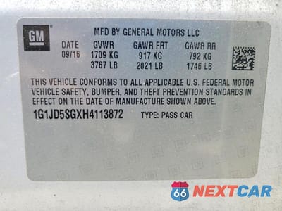 Zdjęcie 12 z 12 samochodu: 2017 CHEVROLET SONIC LT VIN:1G1JD5SGXH4113872 - miniatura