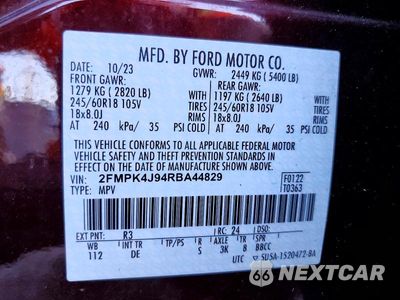 Zdjęcie 13 z 13 samochodu: 2024 FORD EDGE SEL VIN:2FMPK4J94RBA44829 - miniatura
