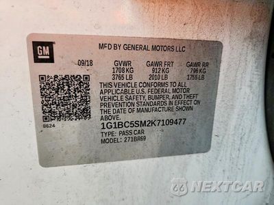 Zdjęcie 12 z 12 samochodu: 2019 CHEVROLET CRUZE LS VIN:1G1BC5SM2K7109477 - miniatura