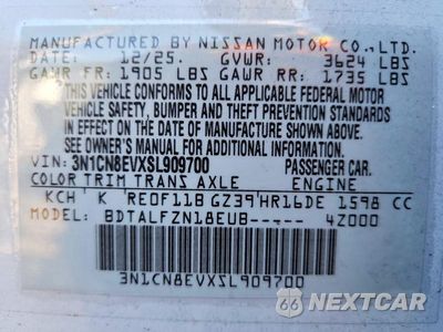 Zdjęcie 12 z 12 samochodu: 2025 NISSAN VERSA SV VIN:3N1CN8EVXSL909700 - miniatura