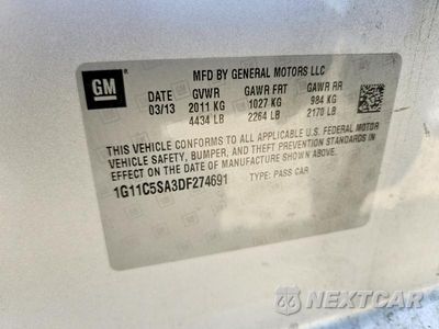 Zdjęcie 12 z 12 samochodu: 2013 CHEVROLET MALIBU 1LT VIN:1G11C5SA3DF274691 - miniatura
