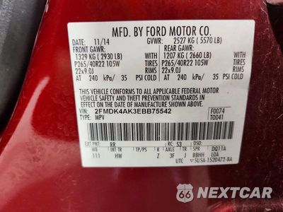 Zdjęcie 13 z 13 samochodu: 2014 FORD EDGE SPORT VIN:2FMDK4AK3EBB75542 - miniatura