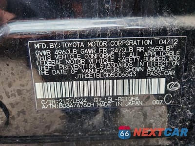 Zdjęcie 12 z 12 samochodu: 2013 LEXUS GS 350 VIN:JTHCE1BL0D5006643 - miniatura