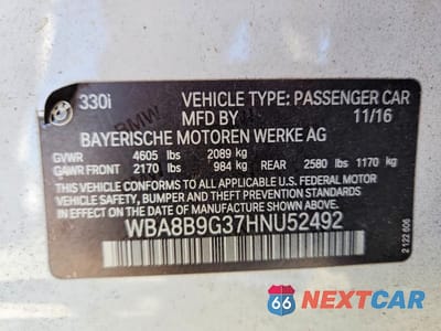 Zdjęcie 12 z 12 samochodu: 2017 BMW 330 I VIN:WBA8B9G37HNU52492 - miniatura