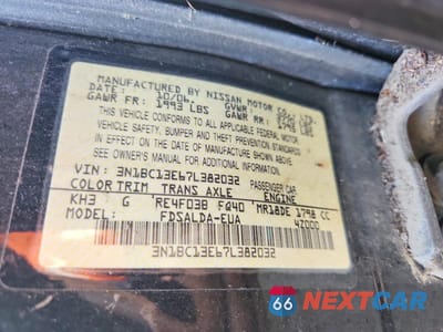 Zdjęcie 12 z 12 samochodu: 2007 NISSAN VERSA 1.8 S VIN:3N1BC13E67L382032 - miniatura
