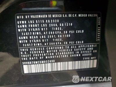 Zdjęcie 14 z 14 samochodu: 2025 VOLKSWAGEN TIGUAN S VIN:3VVBR7RM2SM032690 - miniatura