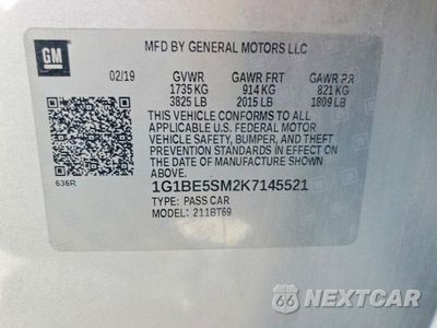 Zdjęcie 13 z 13 samochodu: 2019 CHEVROLET CRUZE LT VIN:1G1BE5SM2K7145521 - miniatura