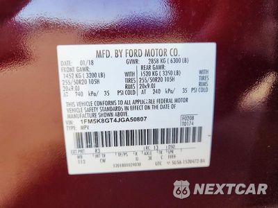 Zdjęcie 13 z 13 samochodu: 2018 FORD EXPLORER SPORT VIN:1FM5K8GT4JGA50807 - miniatura