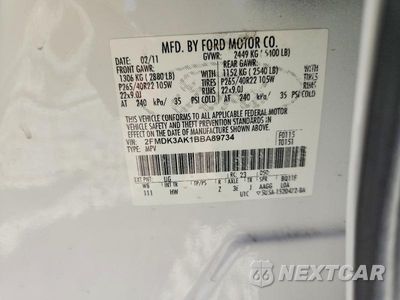 Zdjęcie 13 z 13 samochodu: 2011 FORD EDGE SPORT VIN:2FMDK3AK1BBA89734 - miniatura