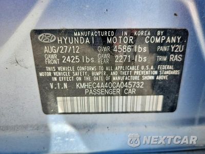 Zdjęcie 12 z 12 samochodu: 2012 HYUNDAI SONATA HYBRID VIN:KMHEC4A40CA045732 - miniatura