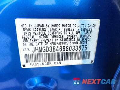 Zdjęcie 13 z 13 samochodu: 2008 HONDA FIT VIN:JHMGD38468S033675 - miniatura