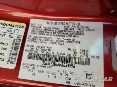 Zdjęcie 12 z 12 samochodu: 2017 LINCOLN MKZ HYBRID RESERVE VIN:3LN6L5MU6HR634996 - miniatura