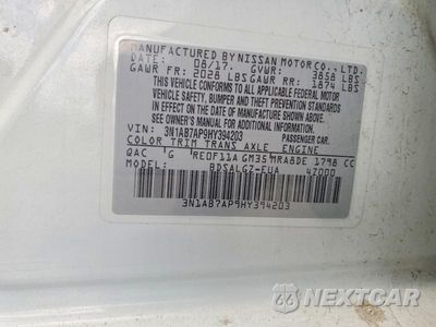 Zdjęcie 12 z 12 samochodu: 2017 NISSAN SENTRA SL VIN:3N1AB7AP9HY394203 - miniatura