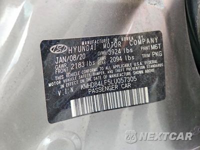 Zdjęcie 12 z 12 samochodu: 2020 HYUNDAI ELANTRA SEL VIN:KMHD84LF5LU057305 - miniatura