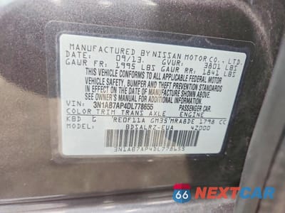 Zdjęcie 13 z 13 samochodu: 2013 NISSAN SENTRA S VIN:3N1AB7AP4DL778655 - miniatura