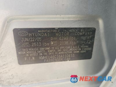 Zdjęcie 12 z 12 samochodu: 2006 HYUNDAI SONATA GLS VIN:KMHEU46C16A110413 - miniatura