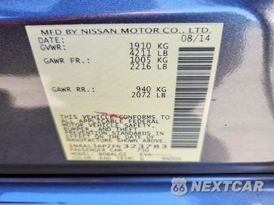 Zdjęcie 12 z 12 samochodu: 2015 NISSAN ALTIMA 2.5 S VIN:1N4AL3AP2FN323783 - miniatura