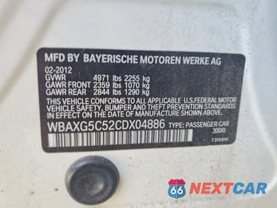 Zdjęcie 12 z 12 samochodu: 2012 BMW 528 I VIN:WBAXG5C52CDX04886 - miniatura