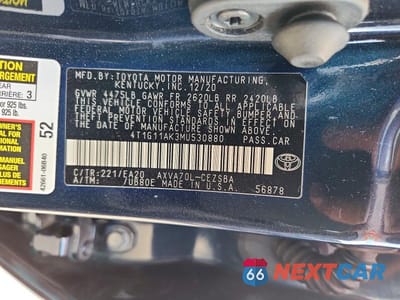 Zdjęcie 12 z 12 samochodu: 2021 TOYOTA CAMRY SE VIN:4T1G11AK3MU530880 - miniatura