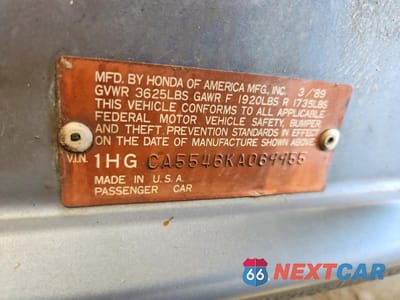 Zdjęcie 12 z 12 samochodu: 1989 HONDA ACCORD LXI VIN:1HGCA5546KA069955 - miniatura