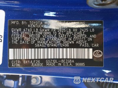 Zdjęcie 12 z 12 samochodu: 2022 LEXUS ES 350 F SPORT VIN:58AGZ1B14NU112496 - miniatura