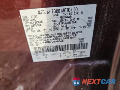 Zdjęcie 13 z 13 samochodu: 2012 FORD EDGE SE VIN:2FMDK4GC3CBA83487 - miniatura