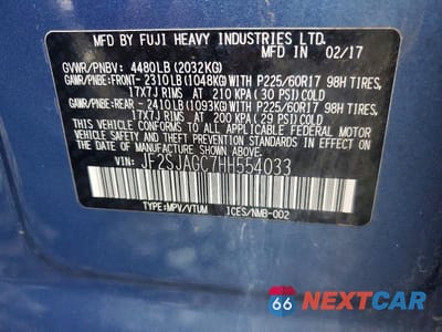 Zdjęcie 13 z 13 samochodu: 2017 SUBARU FORESTER 2.5I PREMIUM VIN:JF2SJAGC7HH554033 - miniatura