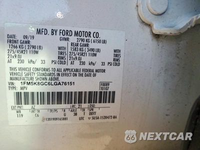 Zdjęcie 13 z 13 samochodu: 2020 FORD EXPLORER ST VIN:1FM5K8GC6LGA76151 - miniatura