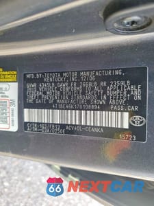 Zdjęcie 12 z 12 samochodu: 2007 TOYOTA CAMRY LE VIN:4T1BE46K17U108894 - miniatura