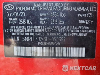 Zdjęcie 12 z 12 samochodu: 2020 HYUNDAI SONATA SEL VIN:5NPEL4JA3LH055352 - miniatura