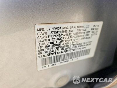 Zdjęcie 13 z 13 samochodu: 2015 HONDA PILOT TOURING VIN:5FNYF4H94FB077749 - miniatura