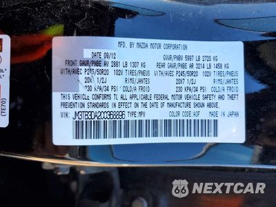 Zdjęcie 13 z 13 samochodu: 2012 MAZDA CX-9 VIN:JM3TB3DA2C0368896 - miniatura