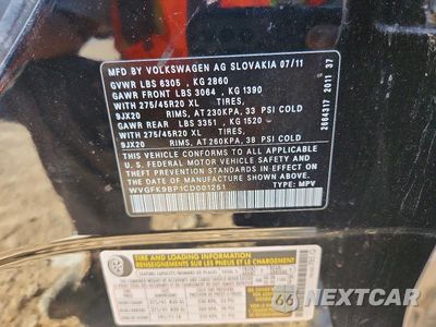 Zdjęcie 12 z 12 samochodu: 2012 VOLKSWAGEN TOUAREG V6 TDI VIN:WVGFK9BP1CD001251 - miniatura