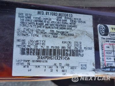 Zdjęcie 12 z 12 samochodu: 2012 FORD FUSION SE VIN:3FAHP0HG1CR291456 - miniatura