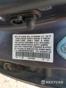 Zdjęcie 13 z 13 samochodu: 2015 HONDA CIVIC EXL VIN:19XFB2F9XFE272612 - miniatura