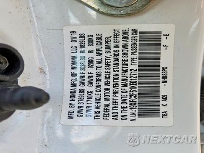 Zdjęcie 12 z 12 samochodu: 2019 HONDA CIVIC LX VIN:19XFC2F61KE012712 - miniatura