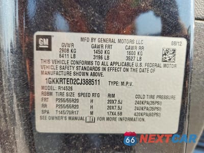 Zdjęcie 13 z 13 samochodu: 2012 GMC ACADIA DENALI VIN:1GKKRTED2CJ388511 - miniatura