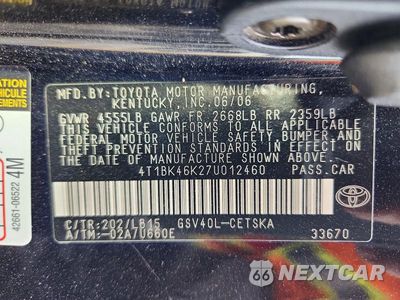Zdjęcie 13 z 13 samochodu: 2007 TOYOTA CAMRY SE V6 VIN:4T1BK46K27U012460 - miniatura