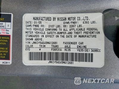 Zdjęcie 13 z 13 samochodu: 2005 INFINITI G35 VIN:JNKCV54E45M412681 - miniatura