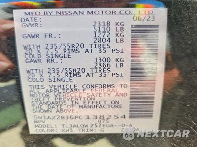 Zdjęcie 13 z 13 samochodu: 2023 NISSAN MURANO SV VIN:5N1AZ2BJ6PC138254 - miniatura