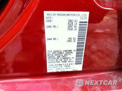Zdjęcie 12 z 12 samochodu: 2021 NISSAN ALTIMA SL VIN:1N4BL4EV8MN331497 - miniatura