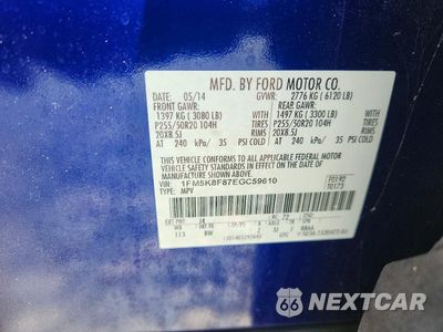 Zdjęcie 13 z 13 samochodu: 2014 FORD EXPLORER LIMITED VIN:1FM5K8F87EGC59610 - miniatura
