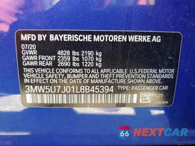 Zdjęcie 12 z 12 samochodu: 2020 BMW M340I VIN:3MW5U7J01L8B45394 - miniatura
